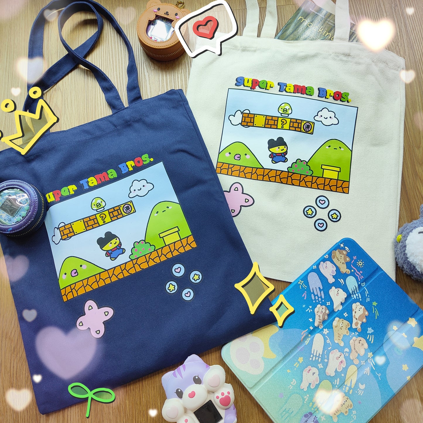Canvas Tote Bag - Super Tama Bros. - Fuzzy N Chic