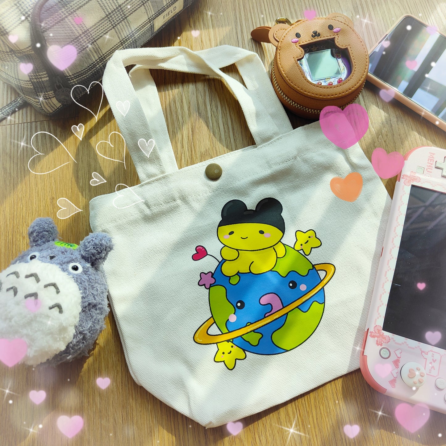 Canvas Small Bag - Lazy Mametchi on Earth - Fuzzy N Chic