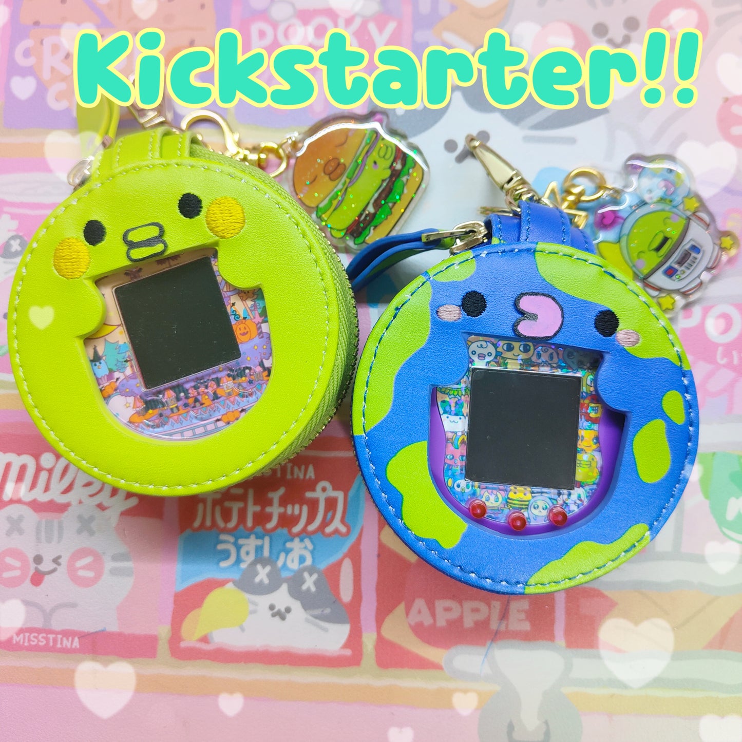Tamagotchi Earth and Kuchipatchi Zipper Pouch - Fuzzy N Chic