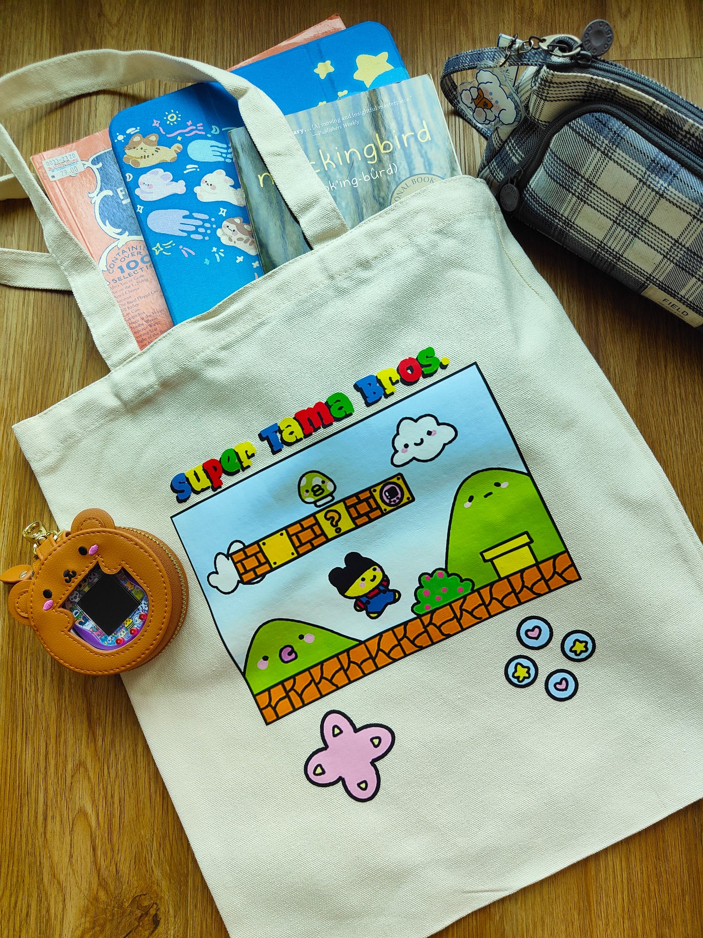 Canvas Tote Bag - Super Tama Bros. - Fuzzy N Chic