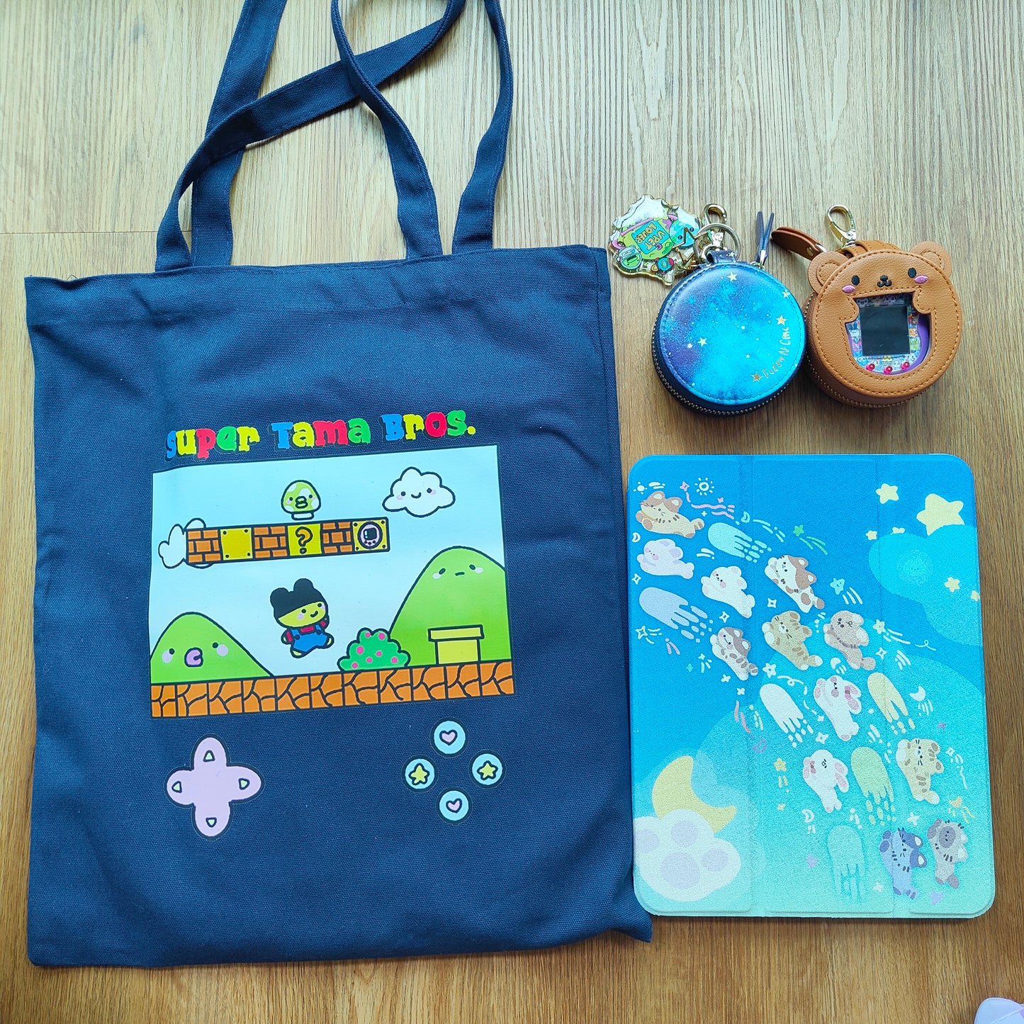 Canvas Tote Bag - Super Tama Bros. - Fuzzy N Chic