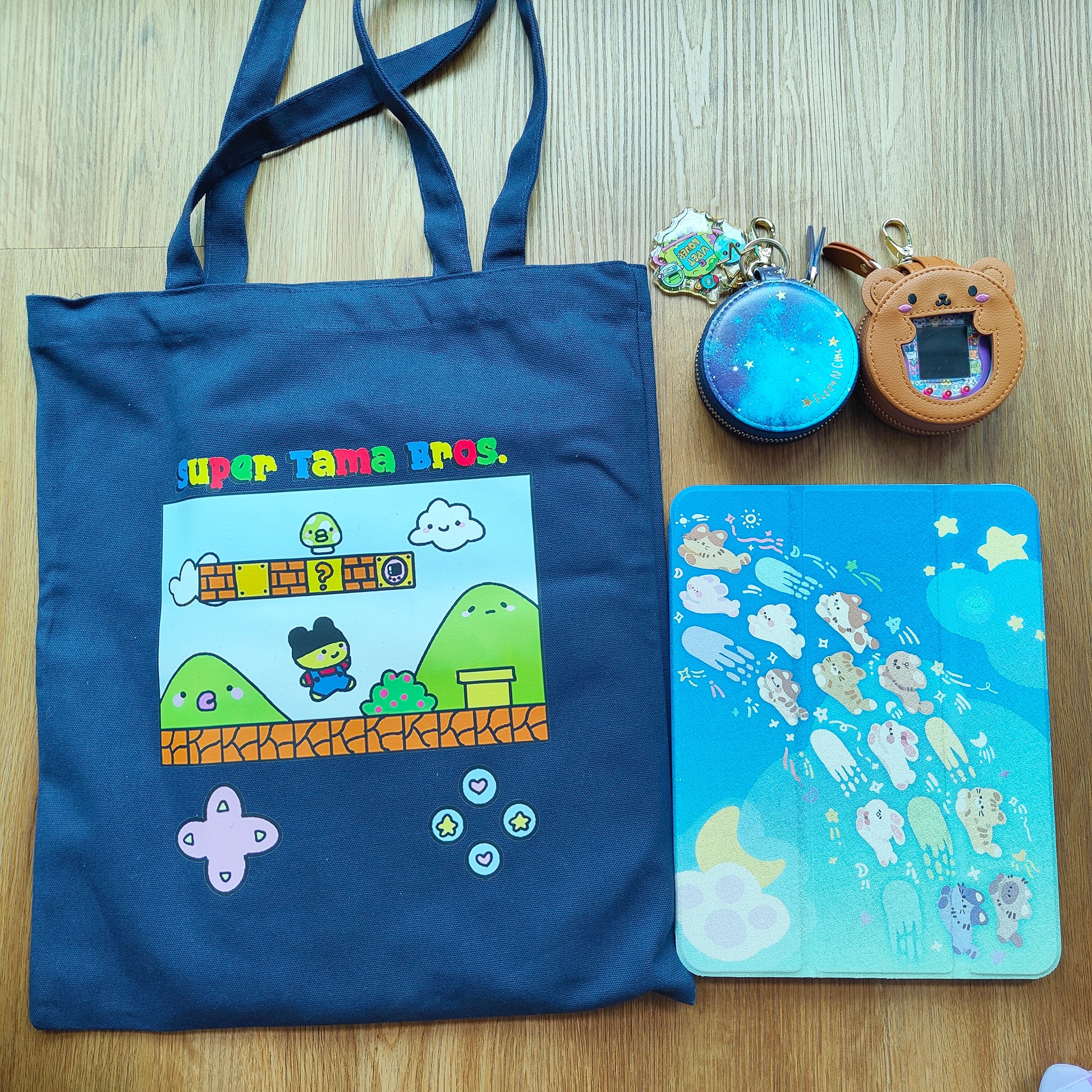 Canvas Tote Bag - Super Tama Bros. - Fuzzy N Chic
