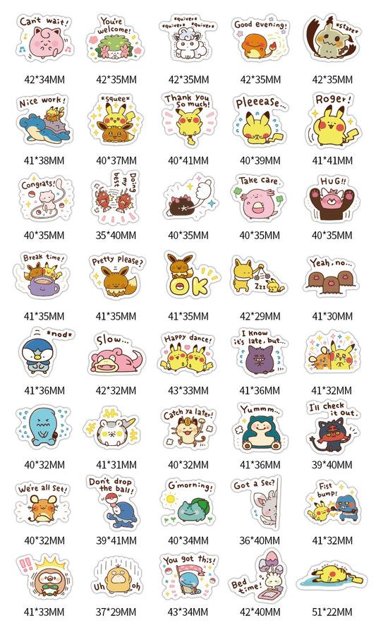 Pokemon with word Stickers Pack - Fuzzy N Chic
