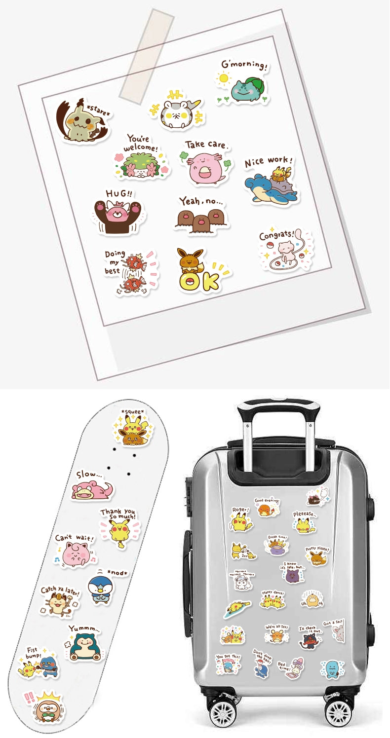 Pokemon with word Stickers Pack - Fuzzy N Chic