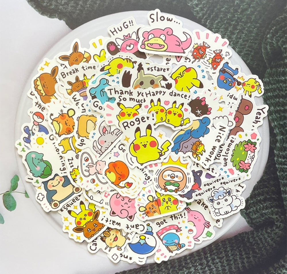 Pokemon with word Stickers Pack - Fuzzy N Chic