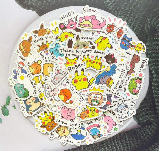 Pokemon with word Stickers Pack - Fuzzy N Chic